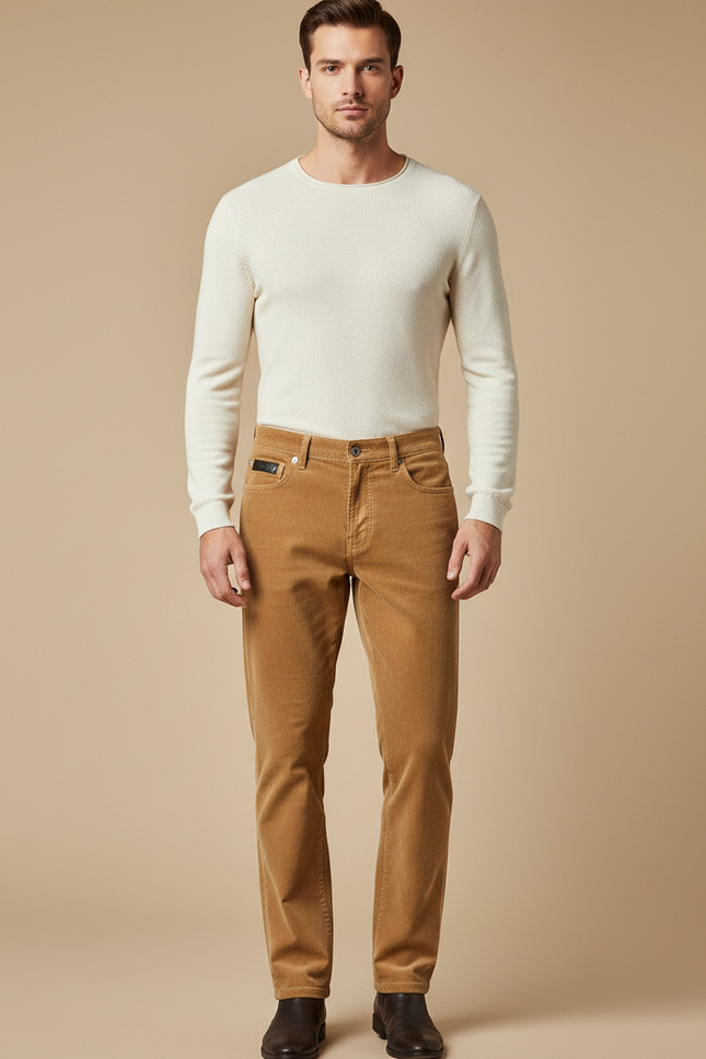 Pantalon Homme Velours Cotelé - Camel Cordé