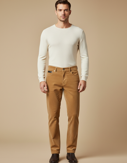 Pantalon Homme Velours Cotelé - Camel Cordé
