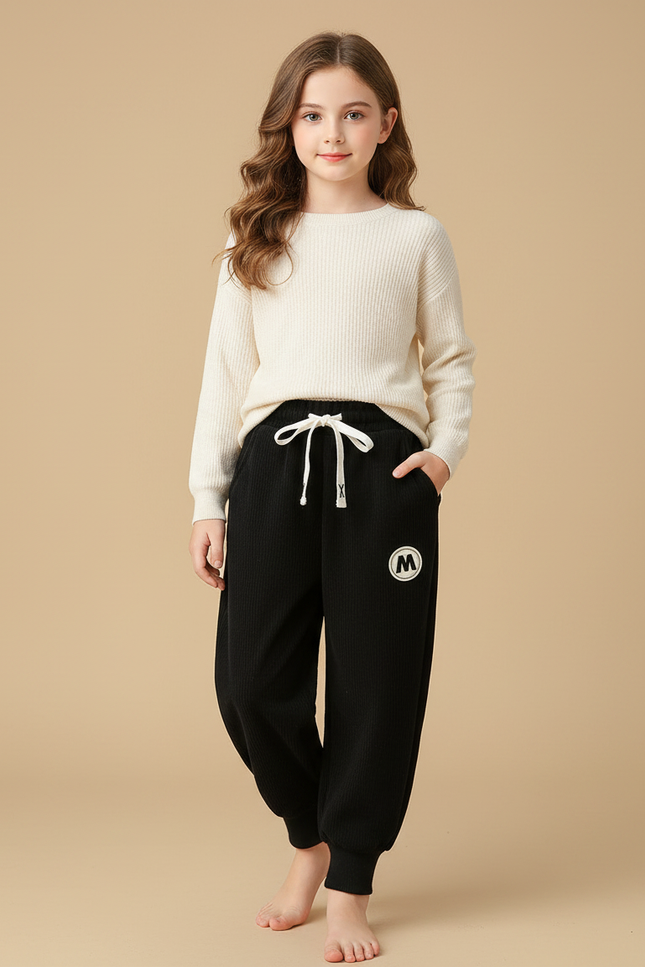 Pantalon Velours Noir Côtelé Enfant Confortable
