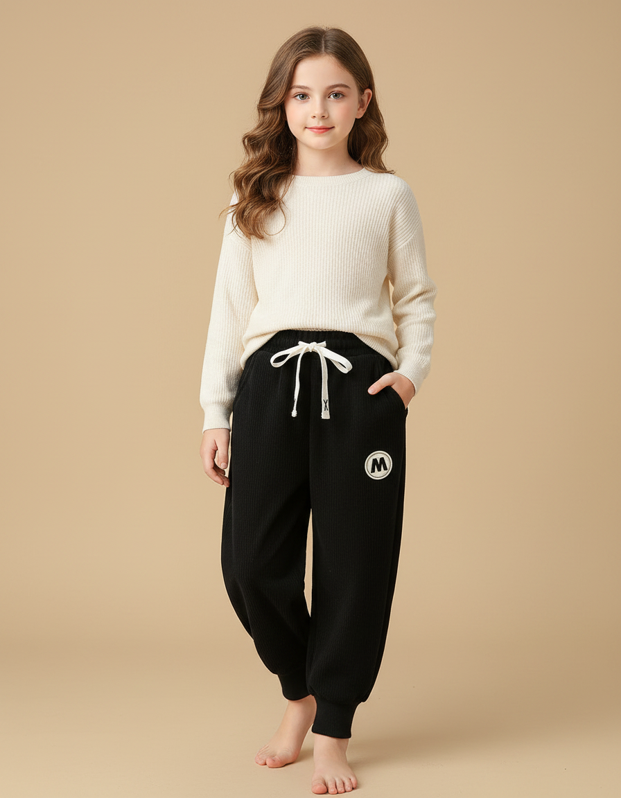 Pantalon Velours Noir Côtelé Enfant Confortable