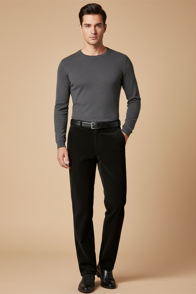 Pantalon Noir Velours Homme - Cordé