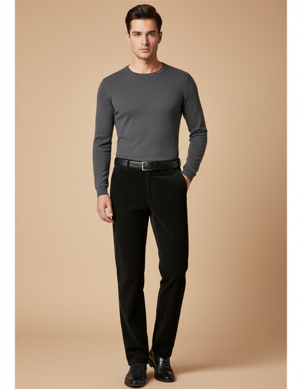 Pantalon Noir Velours Homme - Cordé