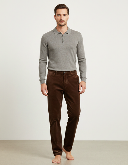 Pantalon Velours Côtelé Marron Homme - Cordé