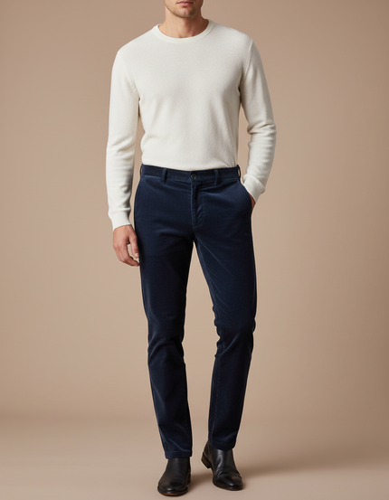 Pantalon Velours Bleu Marine - Cordé