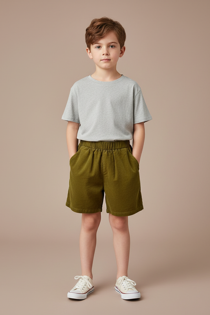 Pantalon Velours Kaki Décontracté Ample Enfant - Cordé