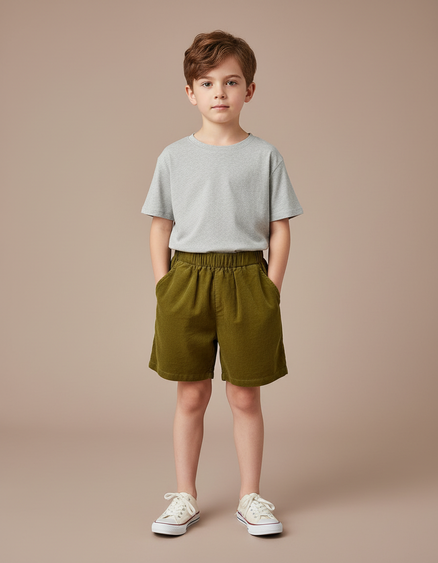 Pantalon Velours Kaki Décontracté Ample Enfant - Cordé