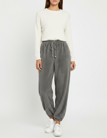 Pantalon Velours Gris Confortable Doux Ample Femme