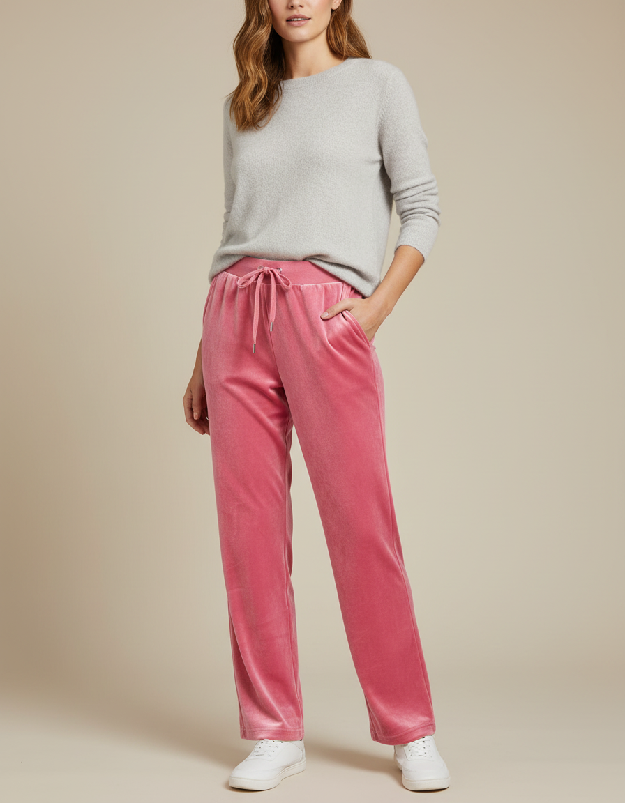 Pantalon Velours Femme Rose