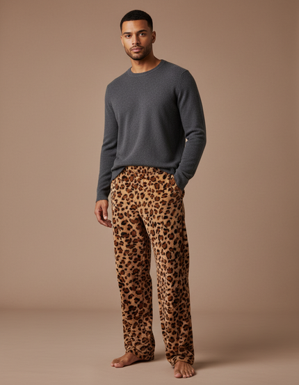 Pantalon Velours Léopard Doux Confortable Homme Hiver - Imprimé