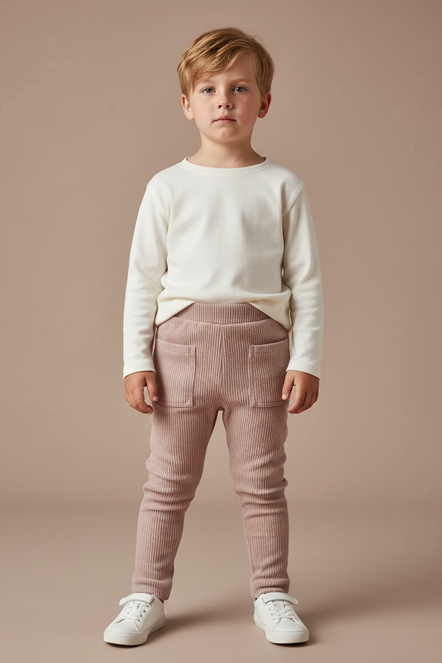 Pantalon Velours Côtelé Rose Bébé Confortable - Cordé
