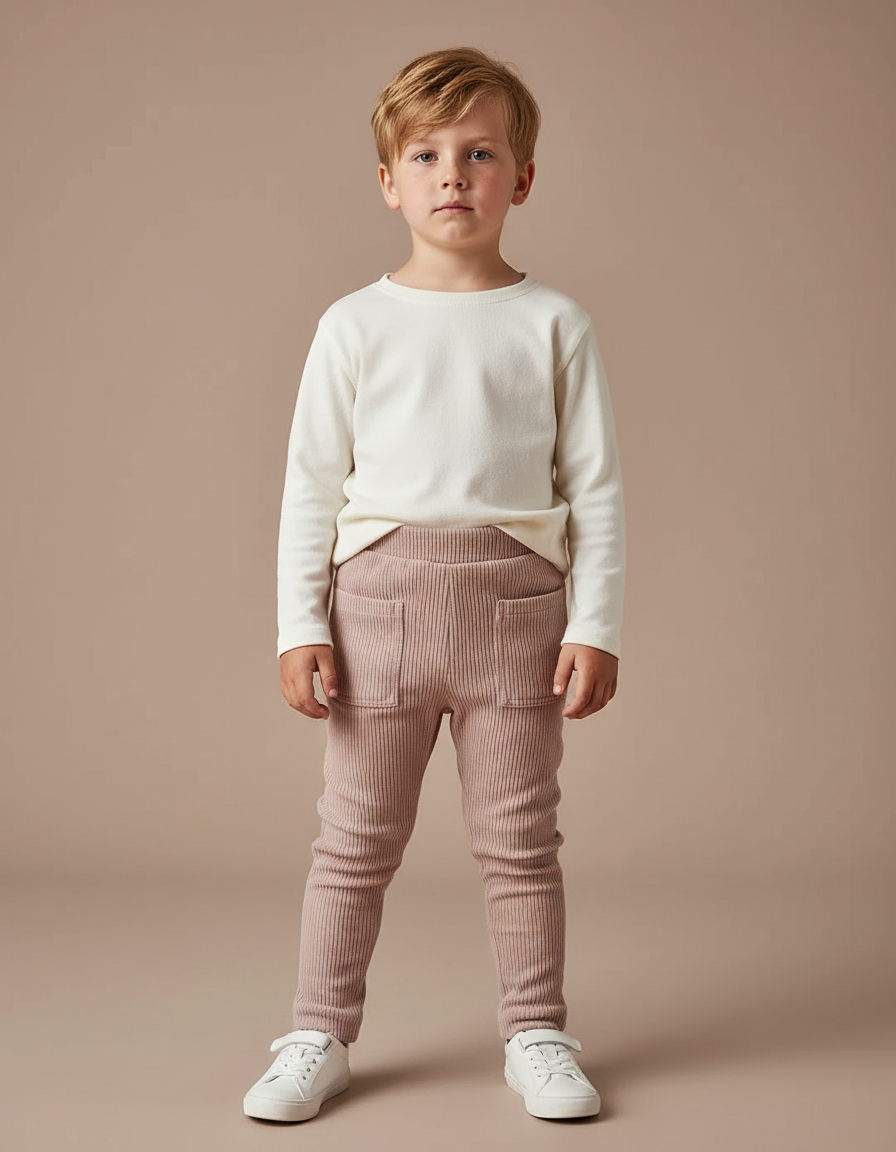 Pantalon Velours Côtelé Rose Bébé Confortable - Cordé