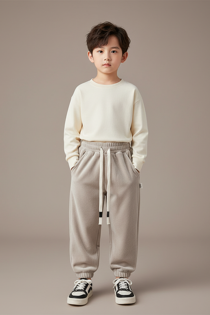 Pantalon Velours Gris Épais Ample Enfant Doux