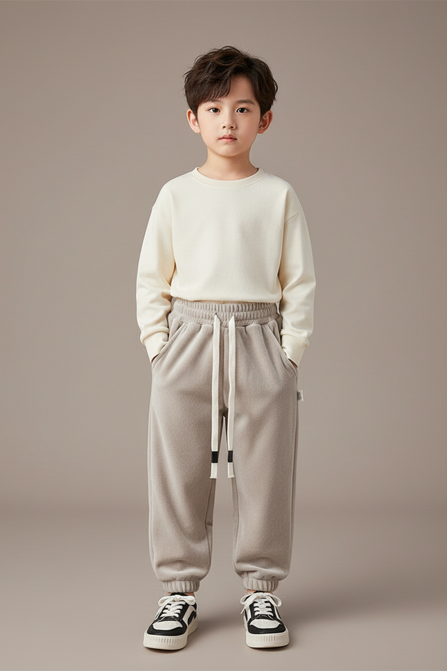 Pantalon Velours Gris Épais Ample Enfant Doux