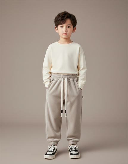 Pantalon Velours Gris Épais Ample Enfant Doux