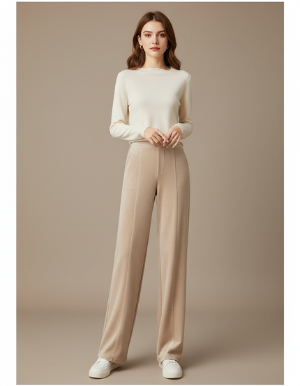 Pantalon Velours Femme Beige Clair