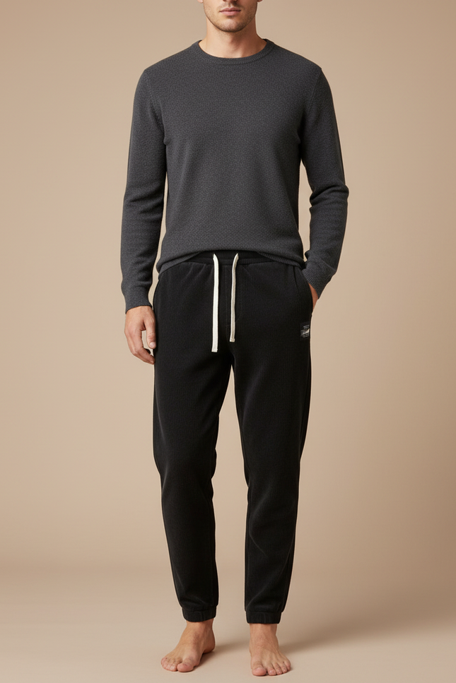 Pantalon Velours Noir Côtelé Décontracté Cordon Homme - Cordé