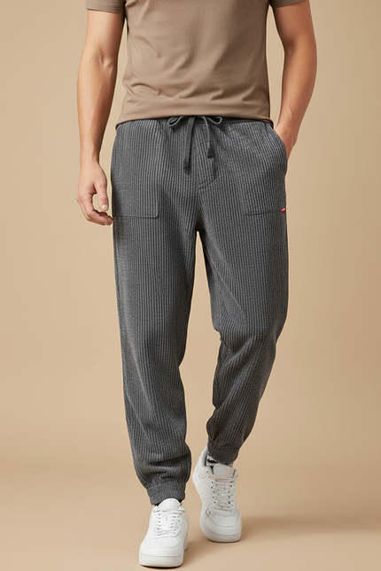 Pantalon Velours Côtelé Gris Jogger Homme Décontracté