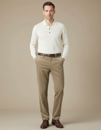 Pantalon Velours Côtelé Marron Droit Homme Chaud - Cordé