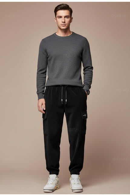 Pantalon Cargo Homme Velours - Noir