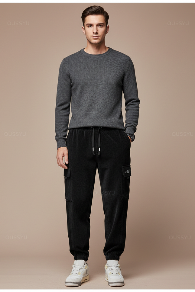Pantalon Cargo Homme Velours - Noir