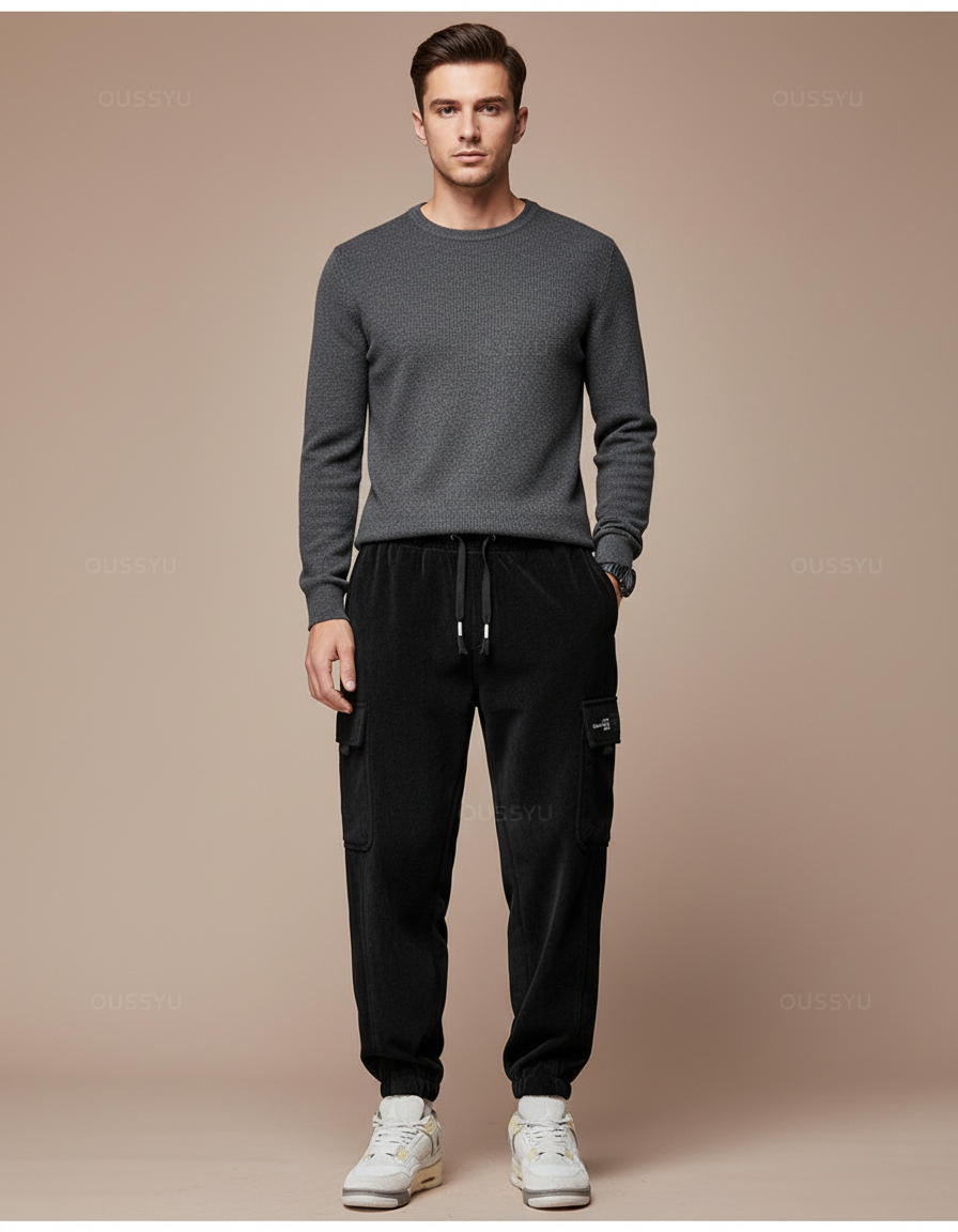 Pantalon Cargo Homme Velours - Noir