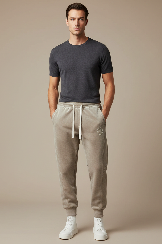 Pantalon Velours Beige Décontracté Molletonné Jogging Homme