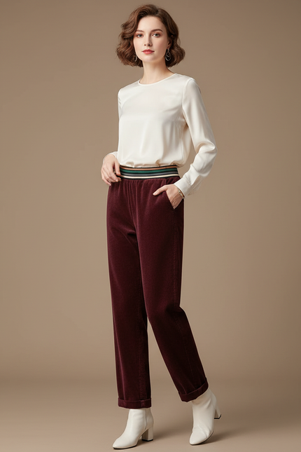 Pantalon Velours Cotelé Bordeaux - Cordé