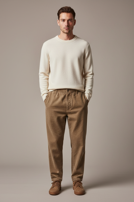 Pantalon De Travail Velour - Camel Cordé