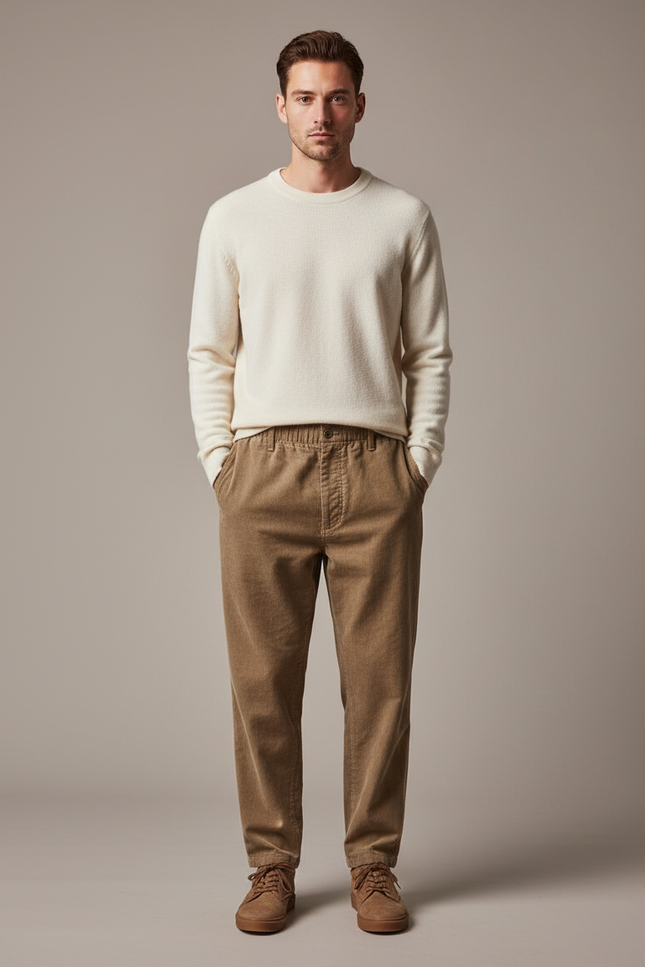 Pantalon De Travail Velour - Camel Cordé