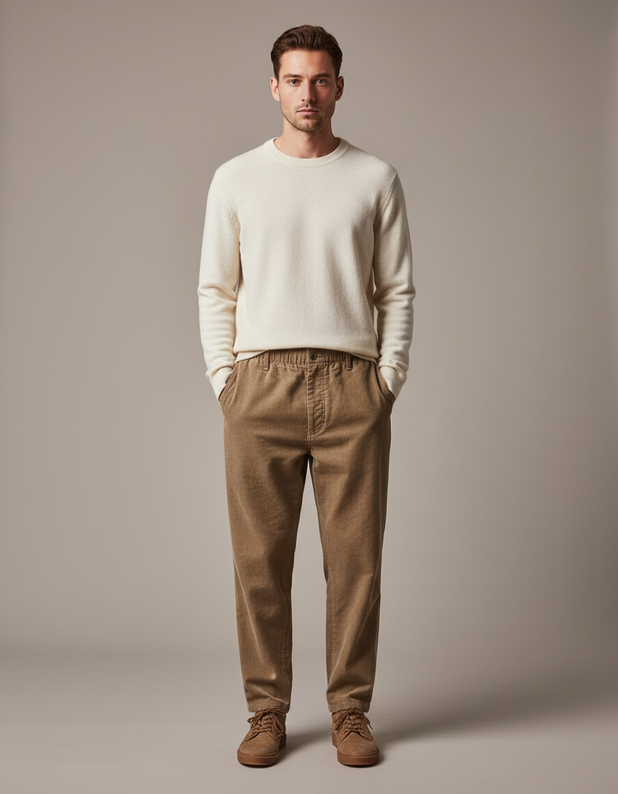 Pantalon De Travail Velour - Camel Cordé