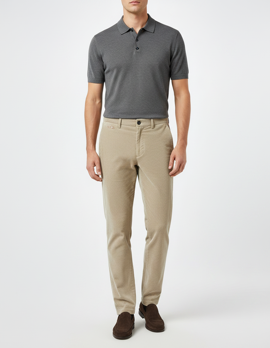 Pantalon Velours Cotelé Homme Beige - Cordé