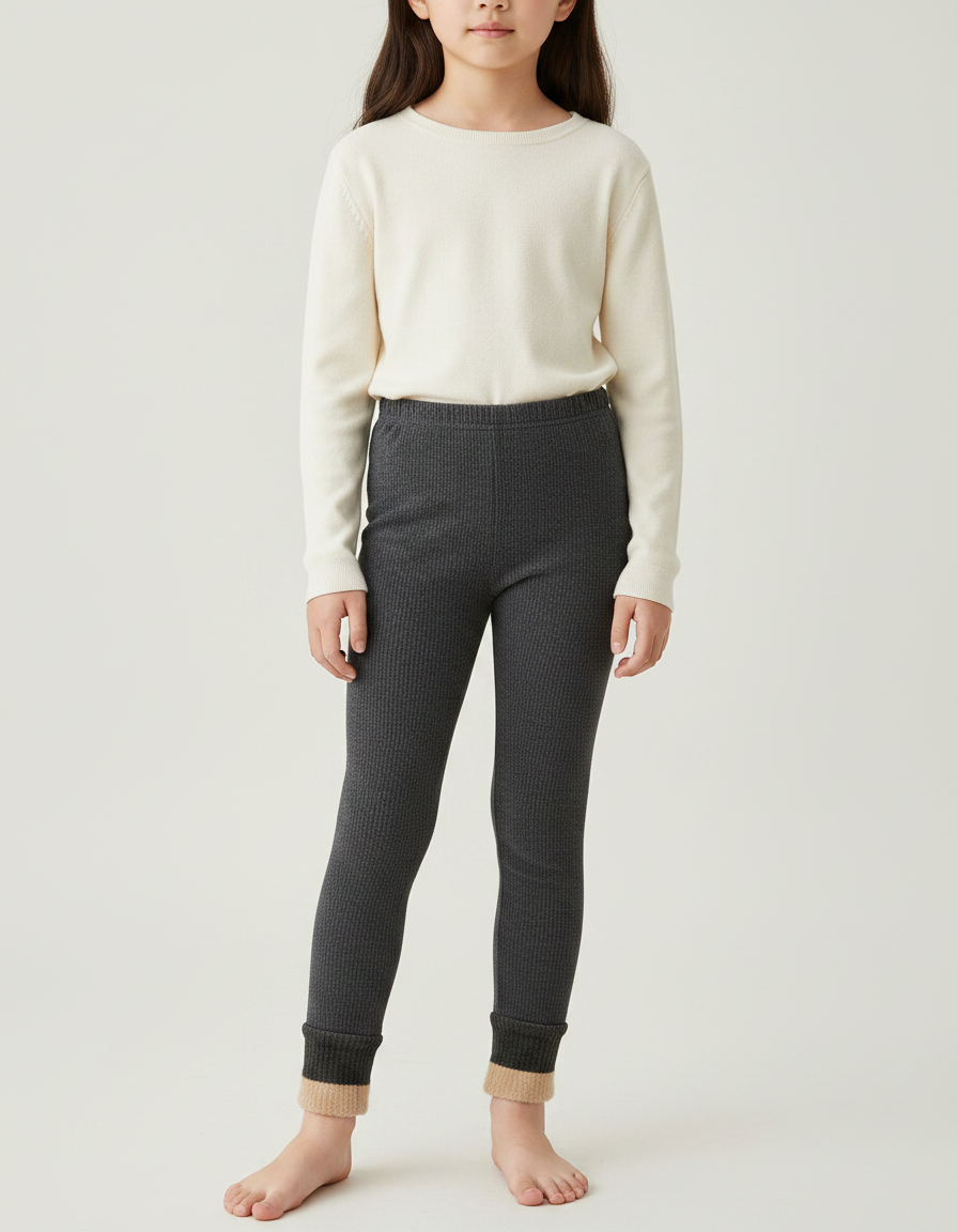 Pantalon Velours Côtelé Gris Chaud Enfant - Maille