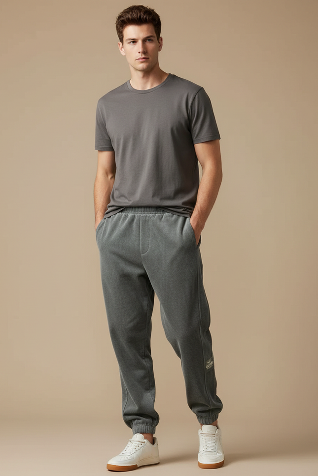 Pantalon Velours Gris Côtelé Décontracté Homme Jogging
