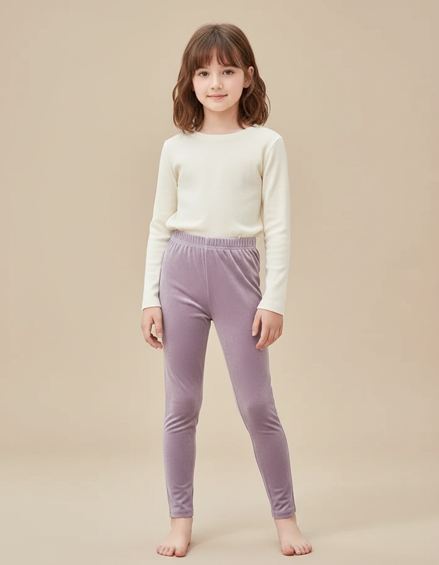 Pantalon Velours Lilas Doux Confortable Enfant - Violet