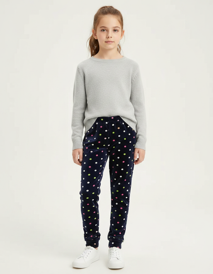 Pantalon Velours Marine Polka Dots Fille Hiver