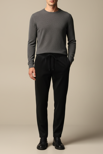Pantalon Velours Noir Côtelé Décontracté Homme Cordon - Cordé