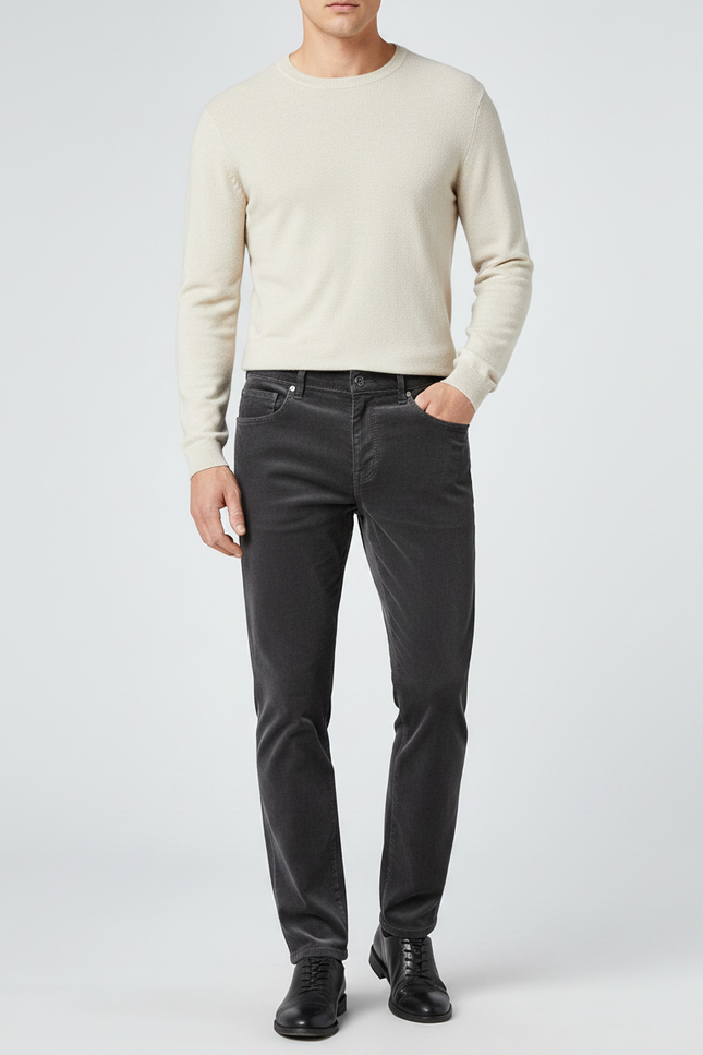 Pantalon Velours Extensible Homme - Gris Cordé