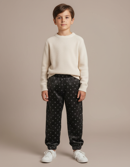Pantalon Velours Gris Pois Ample Enfant