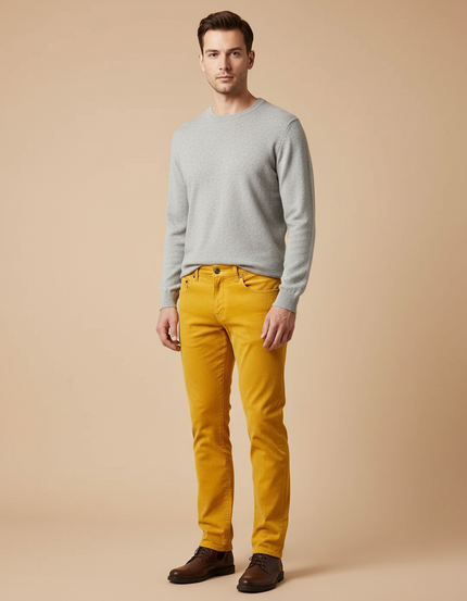 Pantalon Velours Jaune Côtelé Slim Homme - Cordé