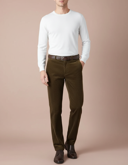 Pantalon Velours Côtelé Marron Droit Homme Classique - Cordé