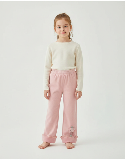 Pantalon Velours Rose Côtelé Épais Enfant Fille - Cordé