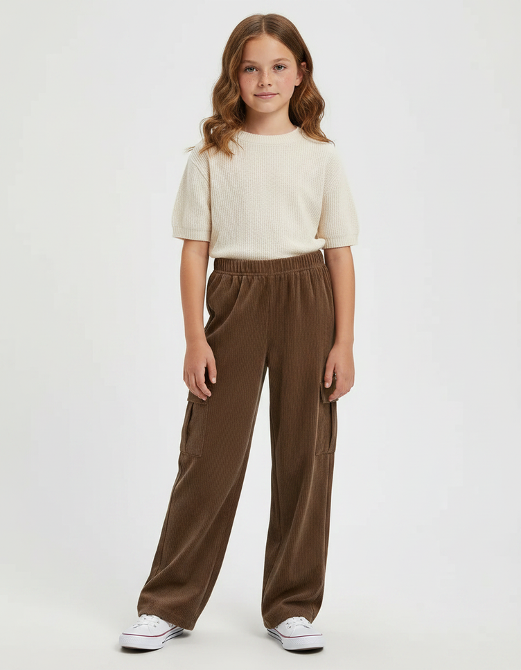 Pantalon Cargo En Velours - Marron