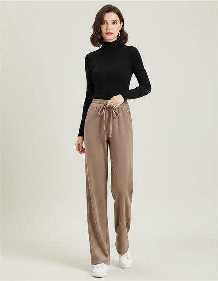 Pantalon Velours Cotelé Femme Droit - Camel Cordé