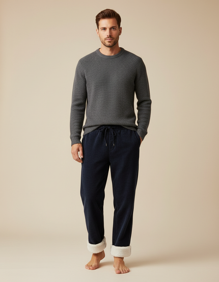 Pantalon Velours Marine Doublé Polaire Homme Confortable