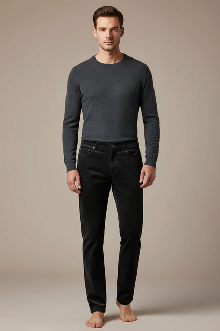 Pantalon Velour Cotelé Noir - Cordé