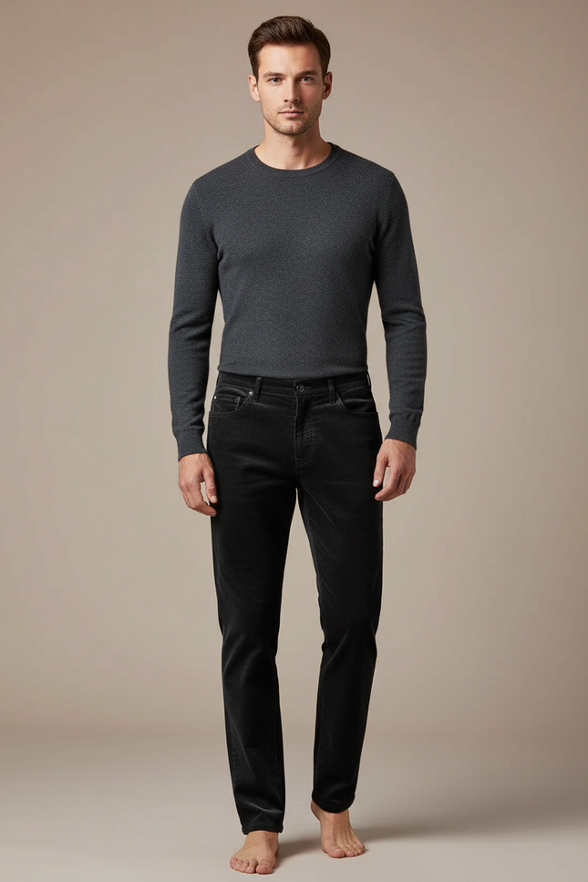 Pantalon Velour Cotelé Noir - Cordé