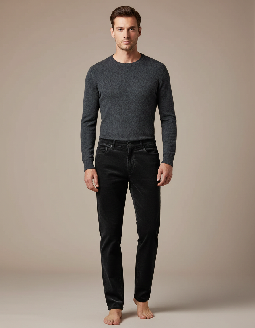 Pantalon Velour Cotelé Noir - Cordé