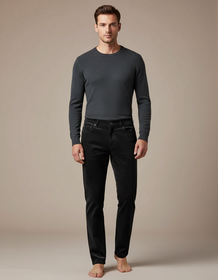 Pantalon Velour Cotelé Noir - Cordé