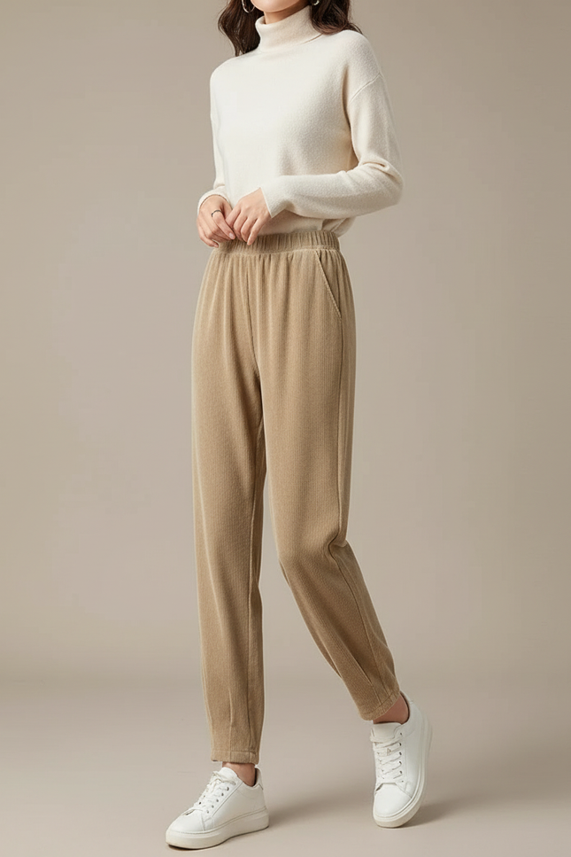 Pantalon Velour Cotelé Beige - Cordé