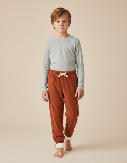 Pantalon Velours Côtelé Marron Doublé Chaud Enfant - Cordé